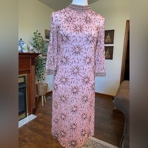 Valentina Ltd • 1960s Pink Beaded Cocktail Sheath • Vintage Mad Men Era • XS